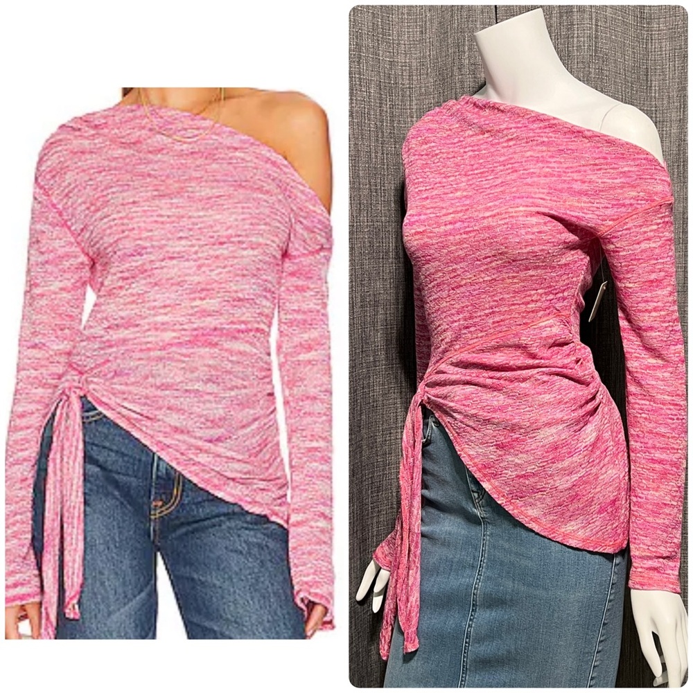 NWT Free People Golden Hour Long Sleeve Top Strawberry Fields Pink XS/S
